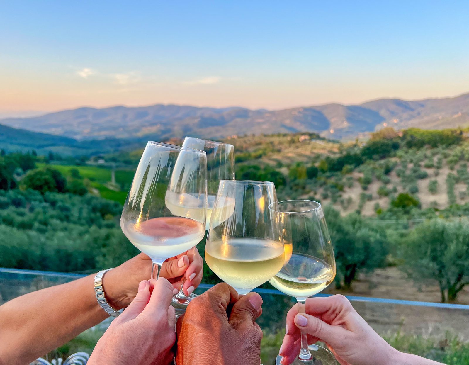 Cheers image with glasses of wine and a beautiful background