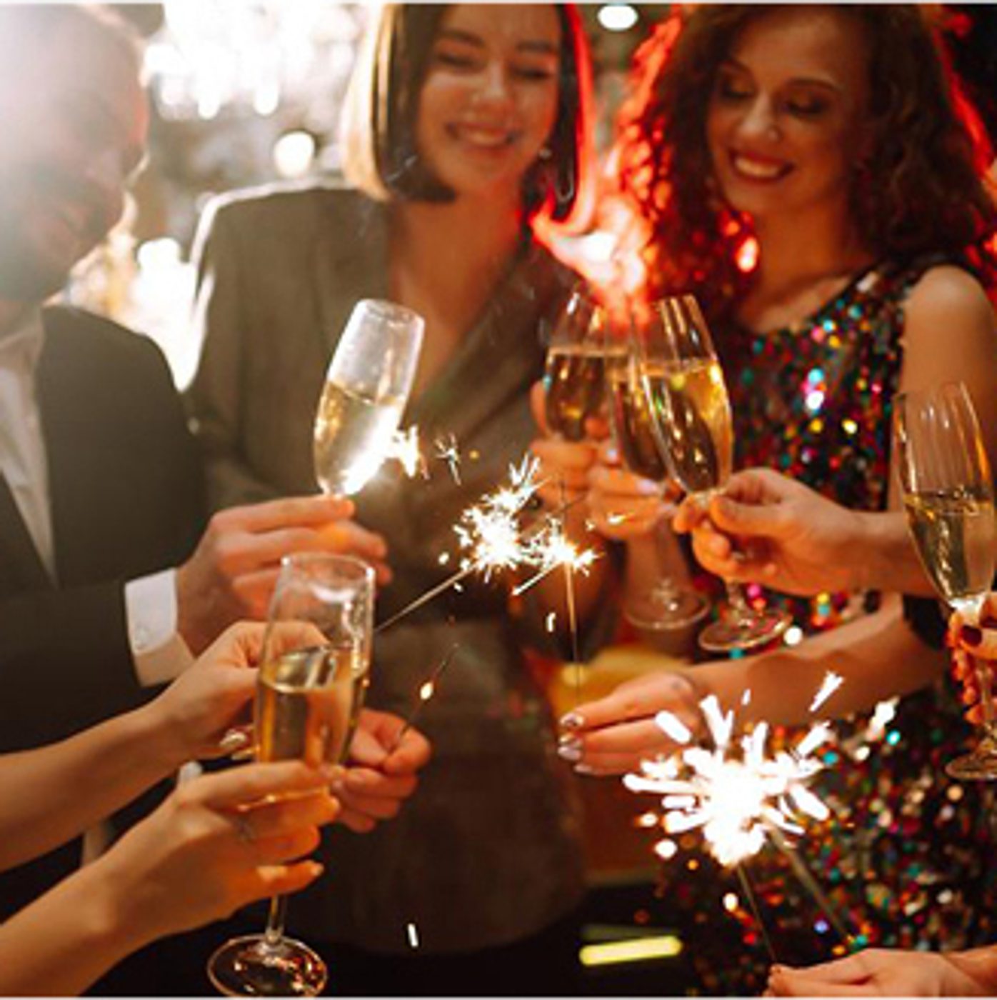 Image of a celebration with sparklers