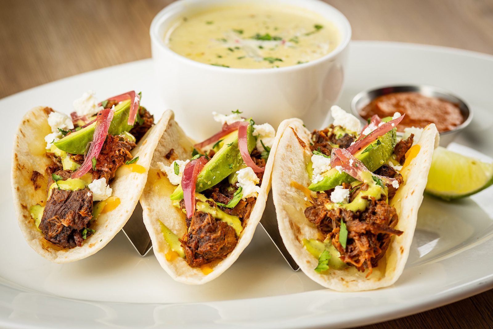 Barbacoa Tacos & Tomatillo Bisque