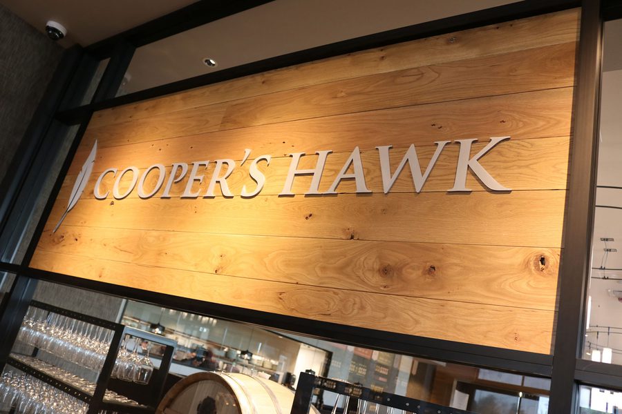 Cooper's Hawk Branded Wood Sign