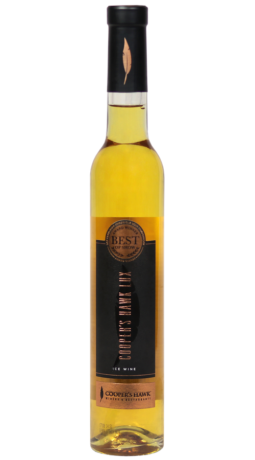 A bottle of wine with a black label.