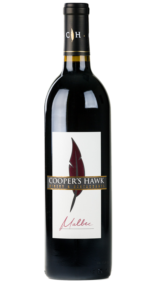 A bottle of cooper's hawk Malbec wine.