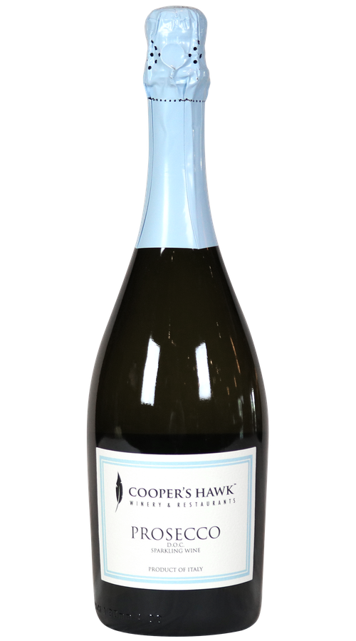 A bottle of prosecco on a white background.